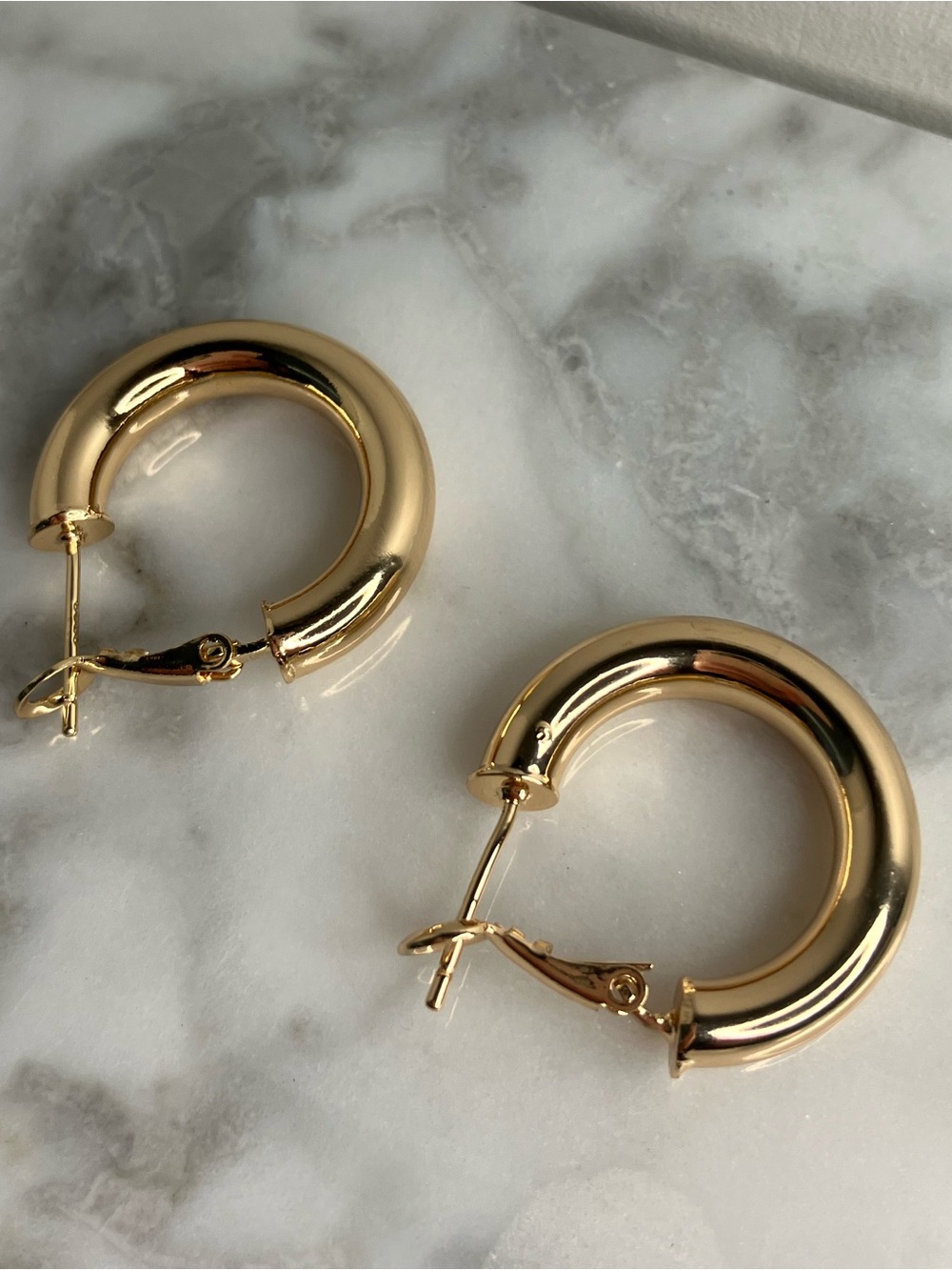 14k Gold Over Plated Chunky Rounded Hoop Earrings – 25mm | Statement Hoops